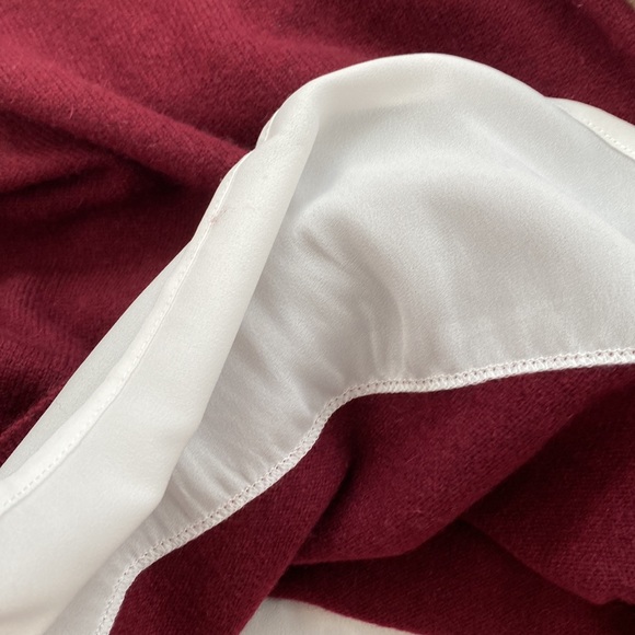 Charter Club Luxury Cashmere Jewel Burgundy White Layer Knit Sweater - Picture 12 of 16